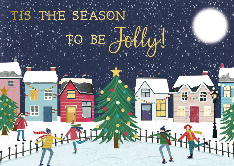 Second Nature 3D Cards (Paper Celebrations) - Santa Flying Over Village - product images  of 