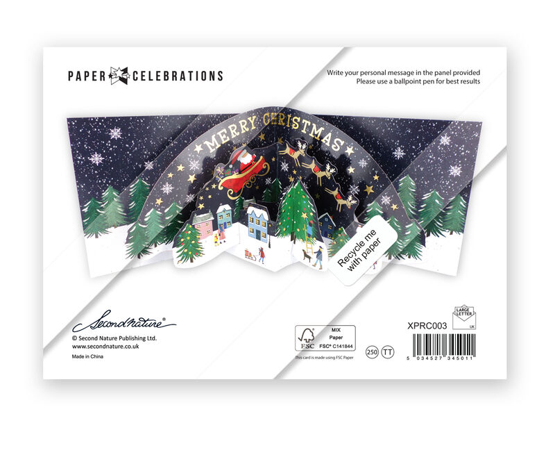 Second Nature 3D Cards (Paper Celebrations) - Santa Flying Over Village - product images  of 
