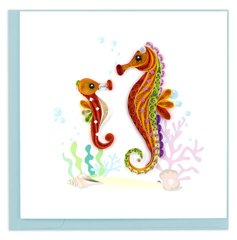 Quilling,Card,-,Sea,Horses,Ocean,Quilling Cards, keepsake, Frame, Hand-Crafted, Gift, embellished, Hand-Finished, Sea Horses Ocean