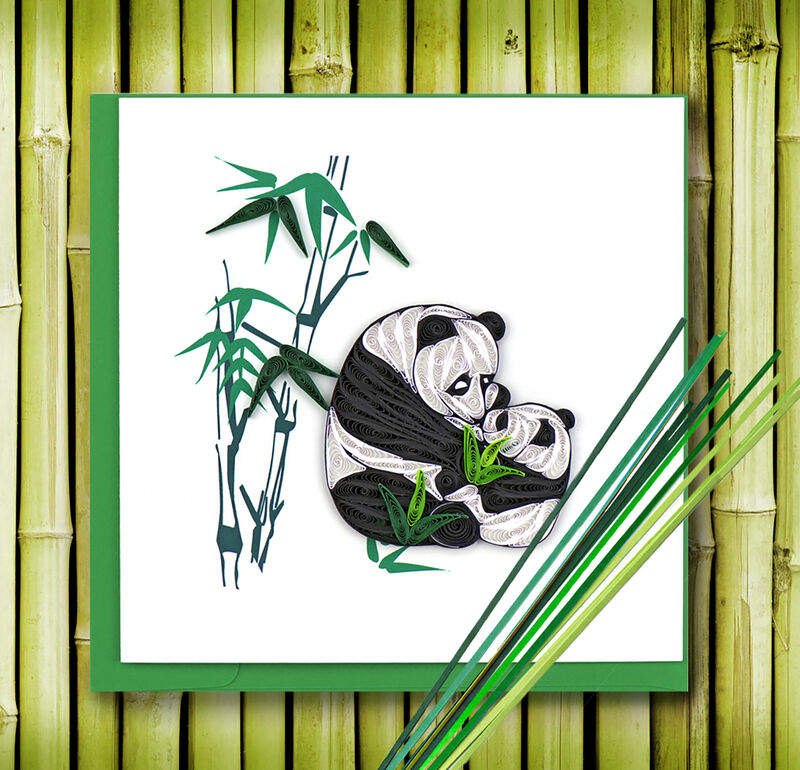 Quilling Card - Two Pandas With Bamboo - product images  of 