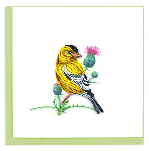 Quilling,Card,-,American,Goldfinch,Bird,On,Thistle,Quilling Cards, keepsake, Frame, Hand-Crafted, Gift, embellished, Hand-Finished, American Goldfinch Bird On Thistle