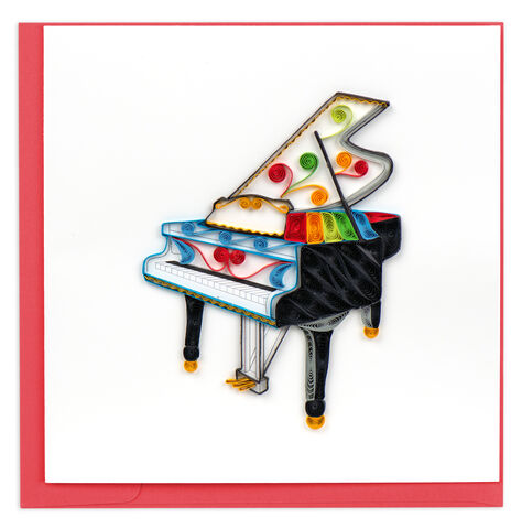 Quilling,Card,-,Grand,Piano,Quilling Cards, keepsake, Frame, Hand-Crafted, Gift, embellished, Hand-Finished, Grand Piano, Rainbow Music Magic
