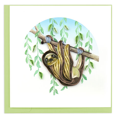 Quilling,Card,-,Sloth,On,A,Branch,Quilling Cards, keepsake, Frame, Hand-Crafted, Gift, embellished, Hand-Finished, Sloth On A Branch