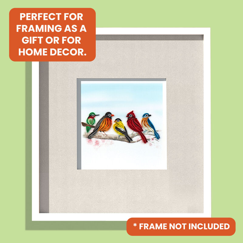 Quilling Card - Five Colourful Perched Songbirds - product images  of 
