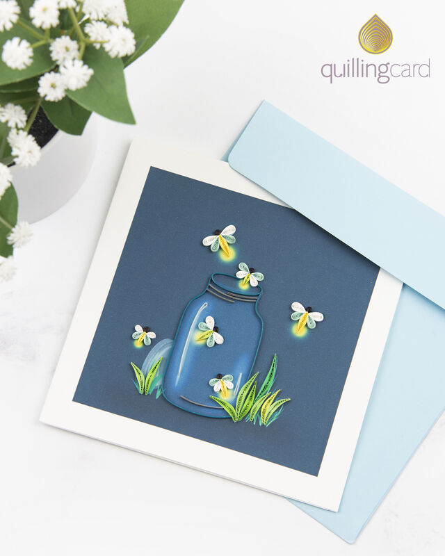 Quilling Card - Fireflies Escaping A Jar - product images  of 
