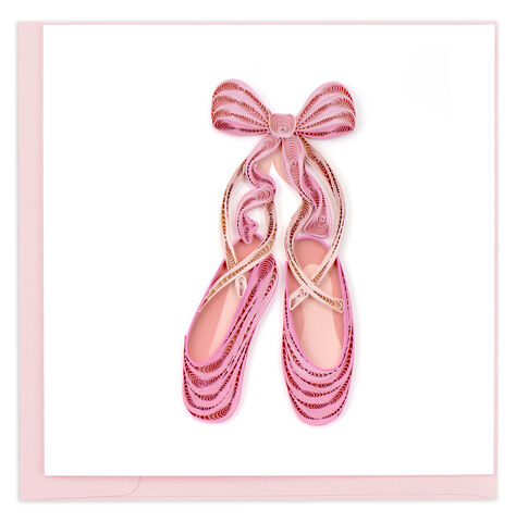 Quilling,Card,-,Pink,Ballet,Shoes,Quilling Cards, keepsake, Frame, Hand-Crafted, Gift, embellished, Hand-Finished, Pink Ballet Shoes