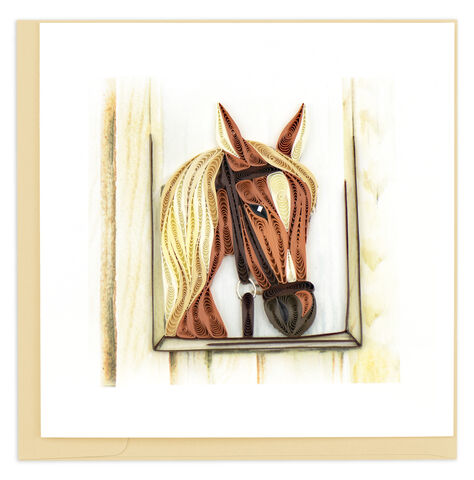 Quilling,Card,-,Horse,In,Stable,Quilling Cards, keepsake, Frame, Hand-Crafted, Gift, embellished, Hand-Finished, Horse In Stable 