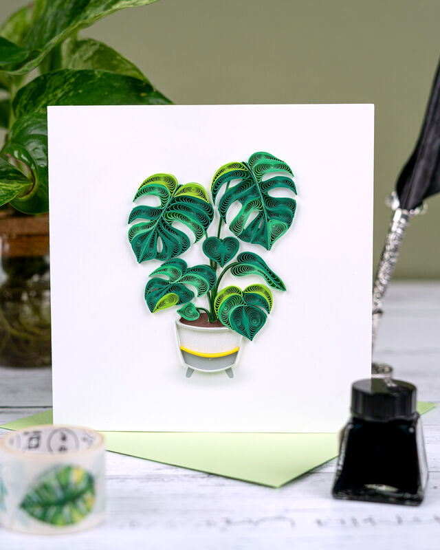 Quilling Card - Green Monstera Pot Plant - product images  of 