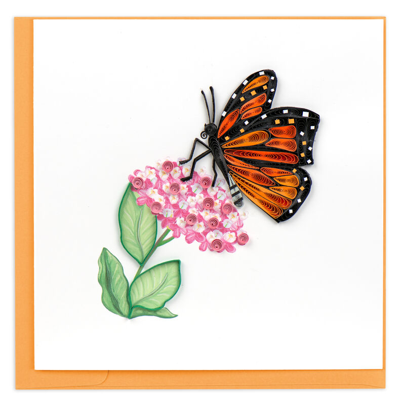 Quilling Card - Monarch Butterfly On Pink Flower - product images  of 