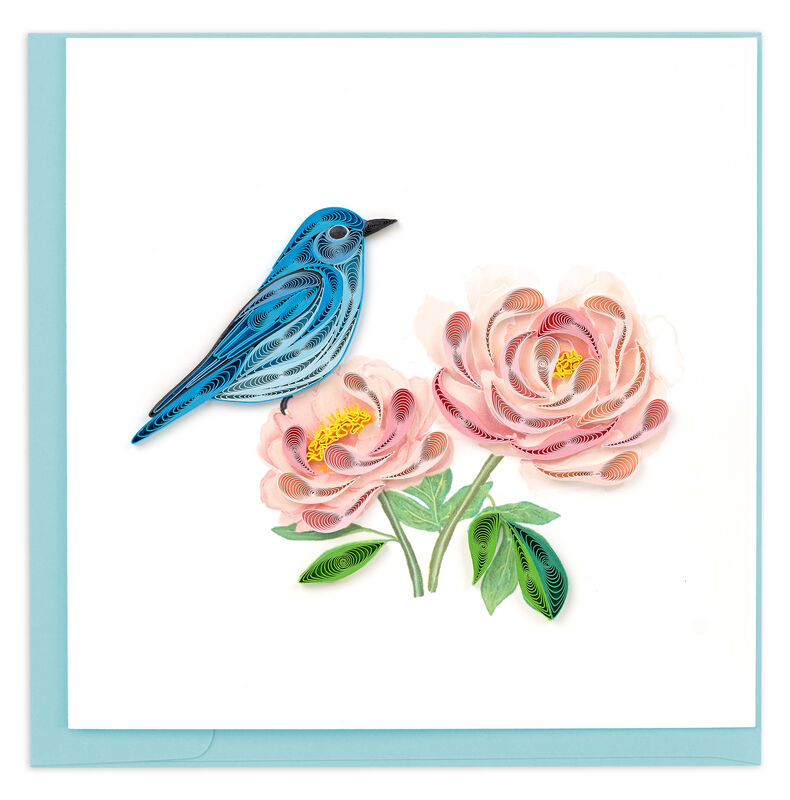 Quilling Card - Bluebird And Pink Peonies - product images  of 