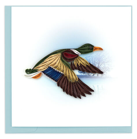 Quilling,Card,-,Mallard,Duck,In,Flight,Quilling Cards, keepsake, Frame, Hand-Crafted, Gift, embellished, Hand-Finished, Mallard Duck In Flight