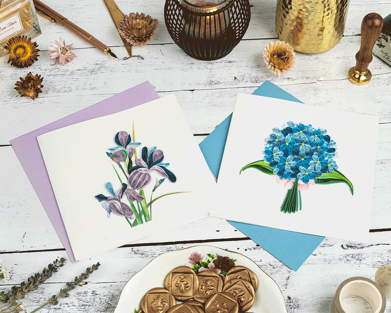 Quilling Card - Blue Hydrangea Bouquet - product images  of 