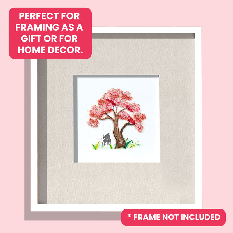 Quilling Card - Couple On Swing Beneath Cherry Blossom Tree - product images  of 