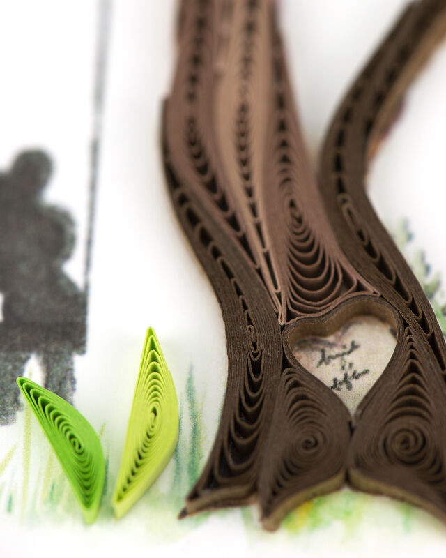 Quilling Card - Couple On Swing Beneath Cherry Blossom Tree - product images  of 