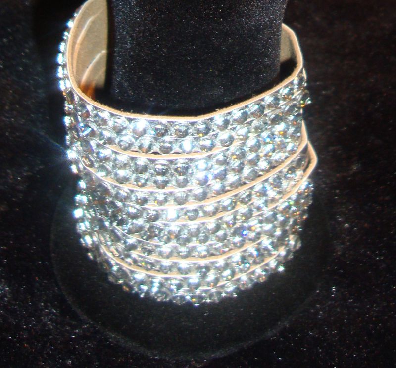 Diamante Leather Bangle Bracelet - product images  of 