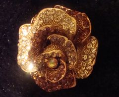 Golden Brown Rhinestone Diamante flower brooch pin - product images 3 of 5