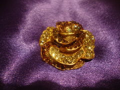 Golden Brown Rhinestone Diamante flower brooch pin - product images 5 of 5