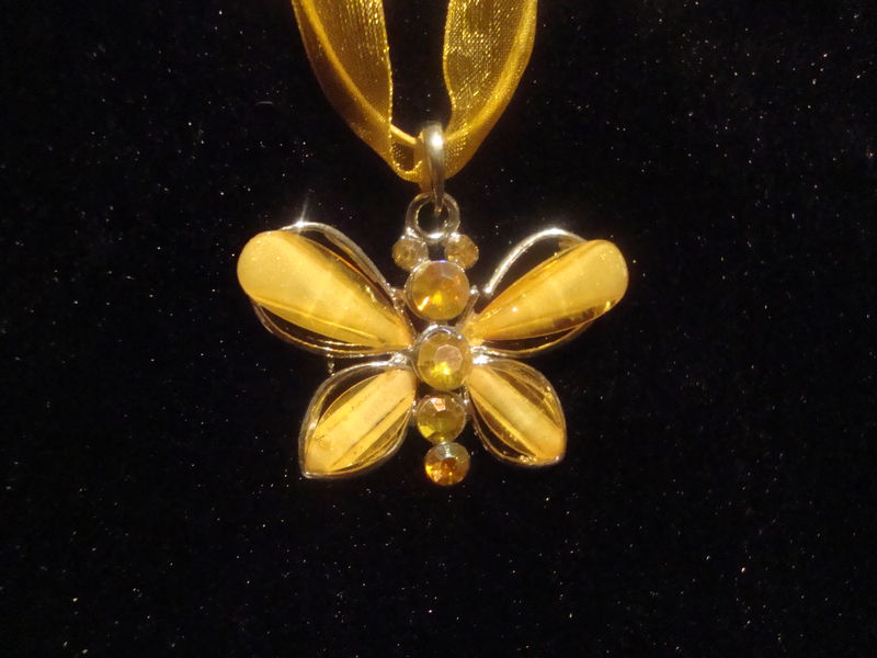 YELLOW & SILVER Butterfly Necklace & Earring Set - product images  of 
