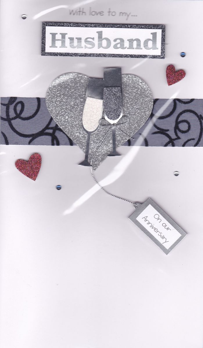 hand finished husband anniversary card large luxury