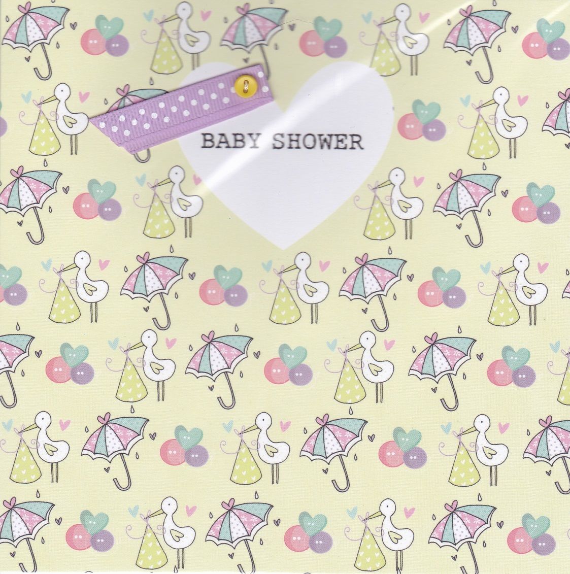 Storks Umbrellas Baby Shower Card Karenza Paperie