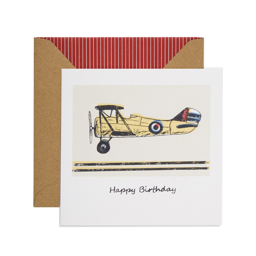 Hand Printed Plane Birthday Card Karenza Paperie