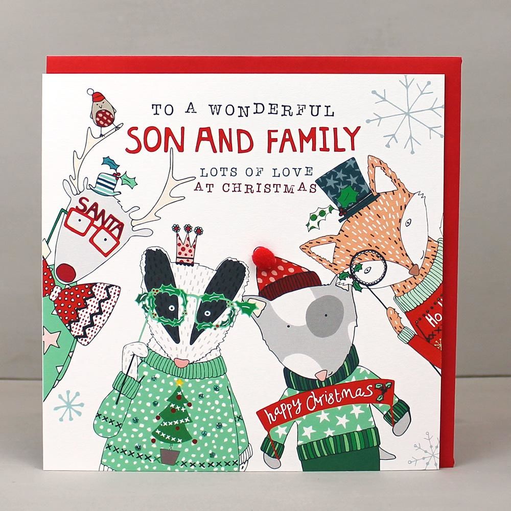 To A Wonderful Son And Family Christmas Card  Karenza Paperie