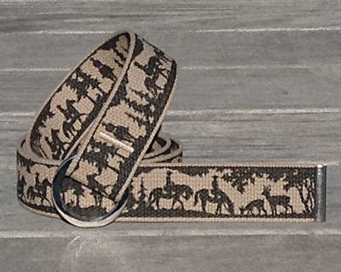 Women's,Belt,-,Trail,Riding.,Ebony,on,Sand,Trail riding, trail riding Print, trail riding belt, woman's belt, Belt, tan belt, fabric belt, canvas belt, vegan belt, plus size belt