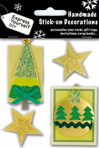 Christmas,Tree,&,Bauble,On,Tags,With,Stars,Craft, Christmas, Toppers, Stars, Tree, Bauble, Tag