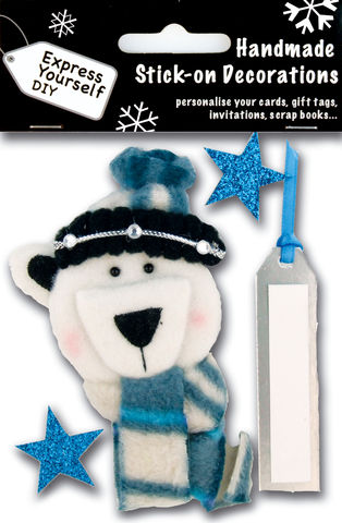 Polar,Bear,With,Tag,&,Stars,Craft, Christmas, Toppers, Polar Bear, Tag, Stars