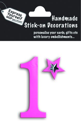 Handmade,stick,on,numbers,-,Mini,Pink,Foil,Number,1,stick-on numbers, craft, handmade, pink, foil, mini
