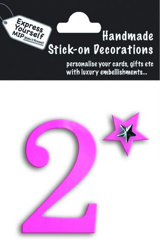 Handmade,stick,on,numbers,-,Mini,Pink,Foil,Number,2,stick-on numbers, craft, handmade, pink, foil