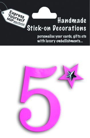 Handmade,stick,on,numbers,-,Mini,Pink,Foil,Number,5,stick-on numbers, craft, handmade, pink, foil, mini