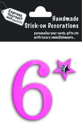 Handmade,stick,on,numbers,-,Mini,Pink,Foil,Number,6,stick-on numbers, craft, handmade, pink, foil, mini
