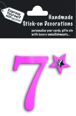 Handmade,stick,on,numbers,-,Mini,Pink,Foil,Number,7,stick-on numbers, craft, handmade, pink, foil, mini