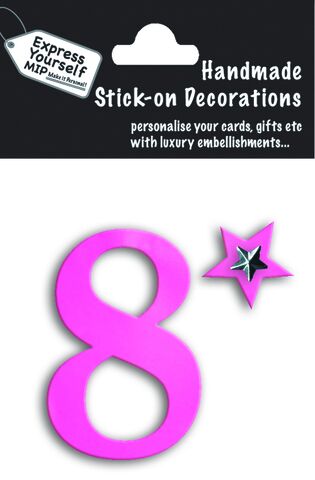 Handmade,stick,on,numbers,-,Mini,Pink,Foil,Number,8,stick-on numbers, craft, handmade, pink, foil, mini