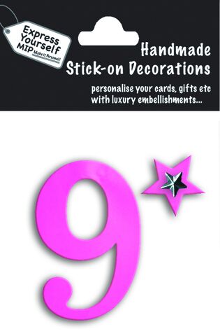 Handmade,stick,on,numbers,-,Mini,Pink,Foil,Number,9,stick-on numbers, craft, handmade, pink, foil, mini