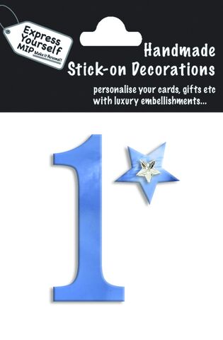 Handmade,stick,on,numbers,-,Mini,Blue,Foil,Number,1,stick-on numbers, craft, handmade, blue, foil, mini