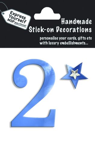 Handmade,stick,on,numbers,-,Mini,Blue,Foil,Number,2,stick-on numbers, craft, handmade, blue, foil, mini