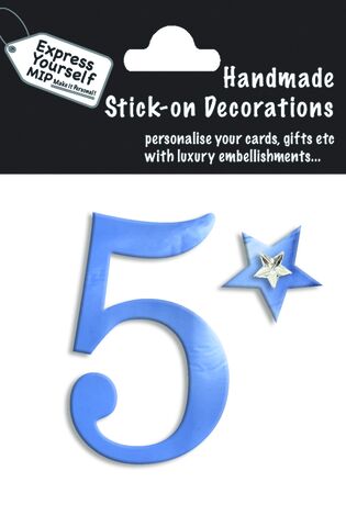 Handmade,stick,on,numbers,-,Mini,Blue,Foil,Number,5,stick-on numbers, craft, handmade, blue, foil, mini
