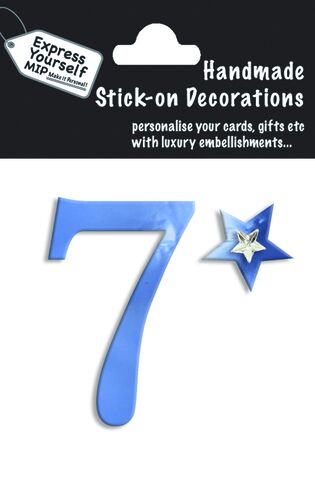 Handmade,stick,on,numbers,-,Mini,Blue,Foil,Number,7,stick-on numbers, craft, handmade, blue, foil, mini