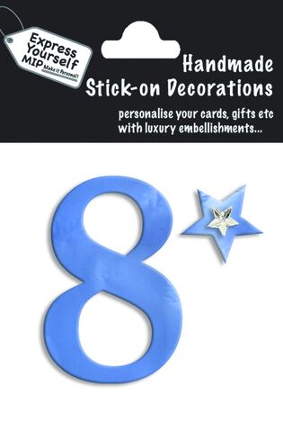 Handmade,stick,on,numbers,-,Mini,Blue,Foil,Number,8,stick-on numbers, craft, handmade, blue, foil, mini