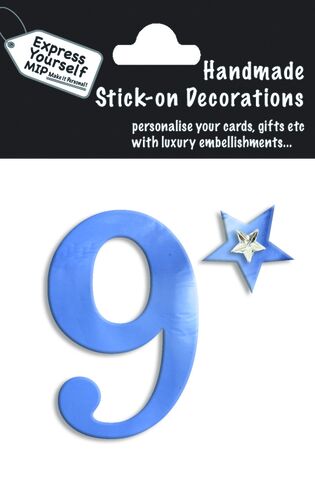Handmade,stick,on,numbers,-,Mini,Blue,Foil,Number,9,stick-on numbers, craft, handmade, blue, foil, mini