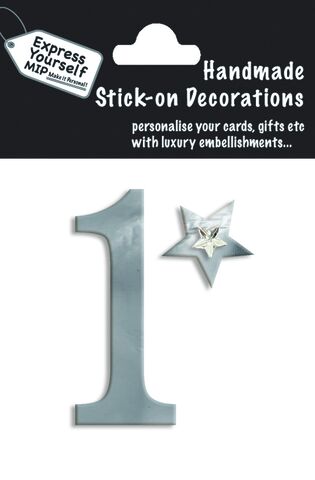 Handmade,stick,on,numbers,-,Mini,Silver,Foil,Number,1,stick-on numbers, craft, handmade, silver, foil, mini