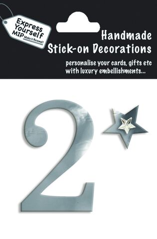 Handmade,stick,on,numbers,-,Mini,Silver,Foil,Number,2,stick-on numbers, craft, handmade, silver, foil, mini