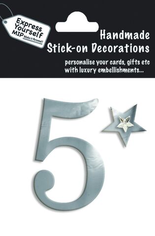 Handmade,stick,on,numbers,-,Mini,Silver,Foil,Number,5,stick-on numbers, craft, handmade, silver, foil, mini