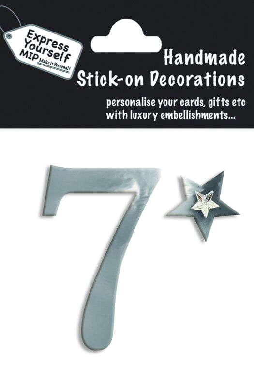 Handmade stick on numbers - Mini Silver Foil Number 7 - product images