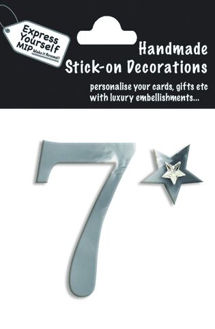 Handmade,stick,on,numbers,-,Mini,Silver,Foil,Number,7,stick-on numbers, craft, handmade, silver, foil, mini