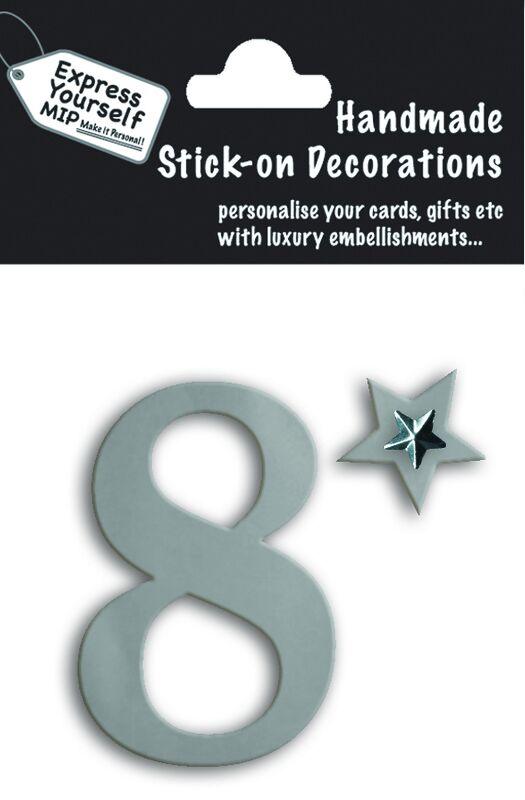 Handmade stick on numbers - Mini Silver Foil Number 8 - product images