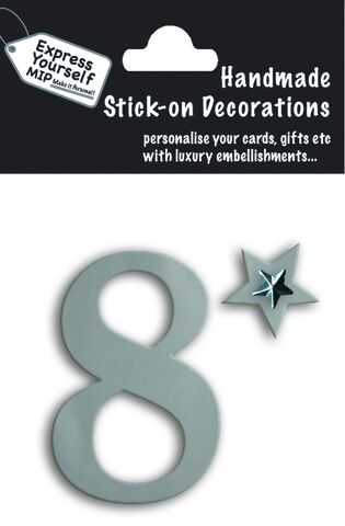 Handmade,stick,on,numbers,-,Mini,Silver,Foil,Number,8,stick-on numbers, craft, handmade, silver, foil, mini