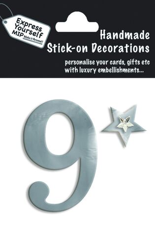 Handmade,stick,on,numbers,-,Mini,Silver,Foil,Number,9,stick-on numbers, craft, handmade, silver, foil, mini